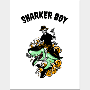 Sharker Boy Cool Shark Posters and Art